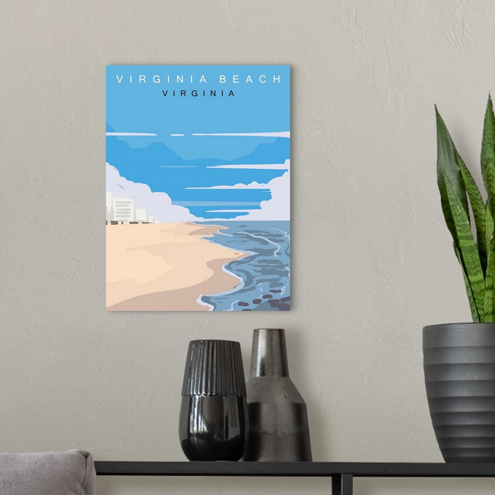A modern room featuring Virginia Beach Modern Vector Travel Poster