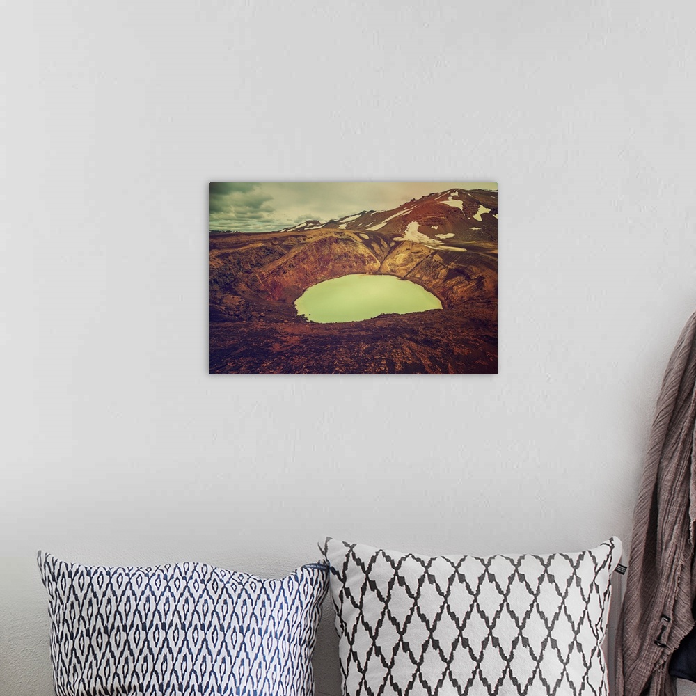 A bohemian room featuring Viti Sulfur Lake In Caldera And Askja Volcano Crater In Iceland