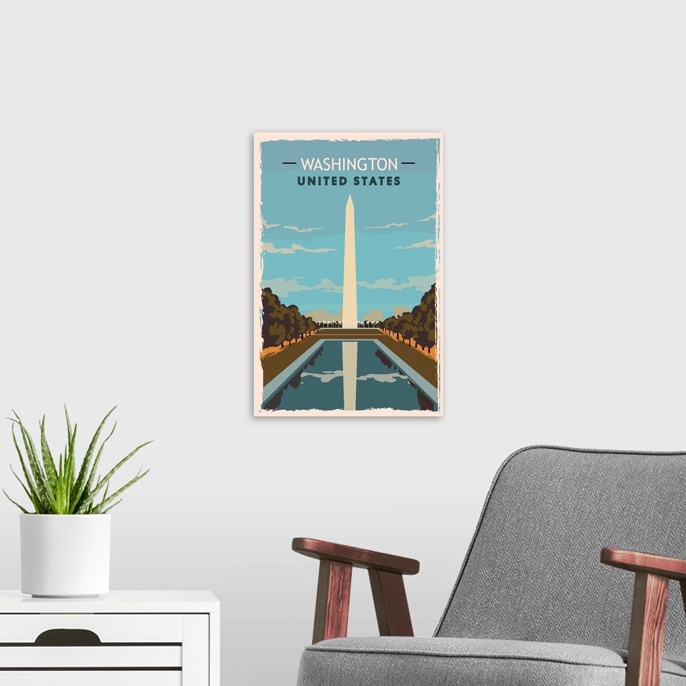 A modern room featuring Washington DC Modern Vector Travel Poster