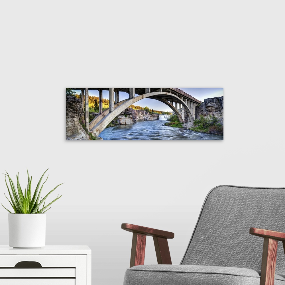 A modern room featuring Waterfall Under Bridge, Alberta, Canada