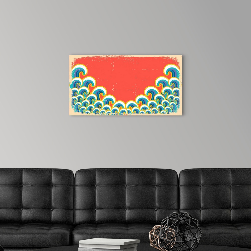 A modern room featuring Vector Abstract Waves Illustration On Vintage Background