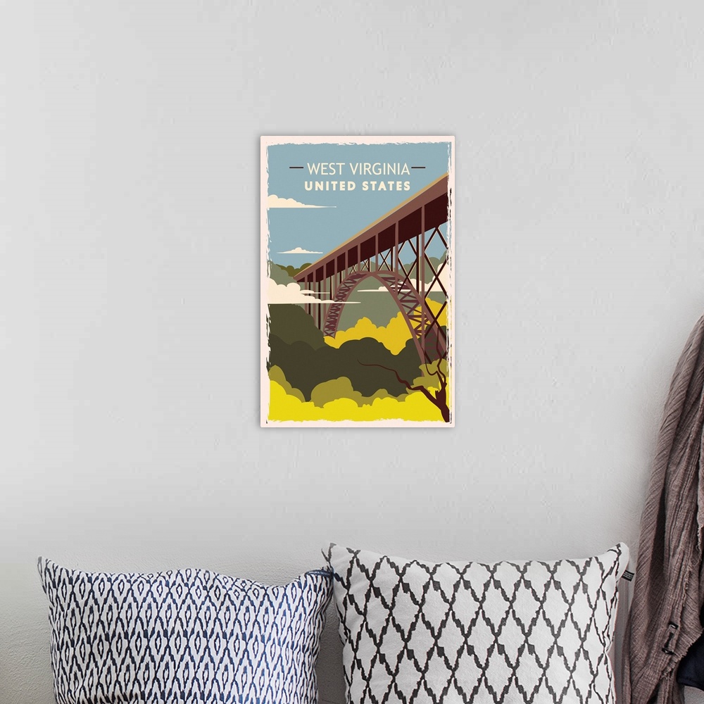 A bohemian room featuring West Virginia Modern Vector Travel Poster