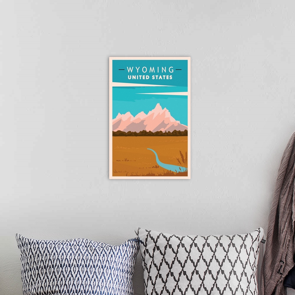 A bohemian room featuring Wyoming, Modern Vector Travel Poster