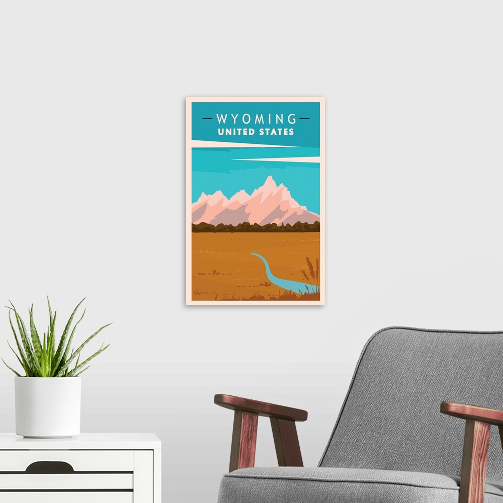 A modern room featuring Wyoming, Modern Vector Travel Poster