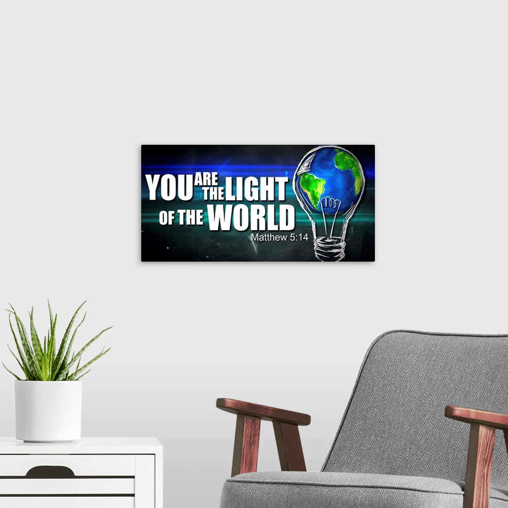 A modern room featuring You Are The Light Of The World