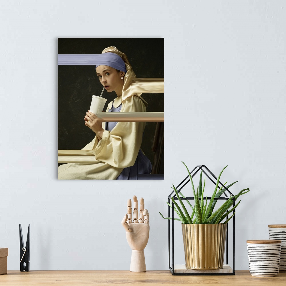 A bohemian room featuring Young Woman As A Medieval Lady With A Pearl Earring