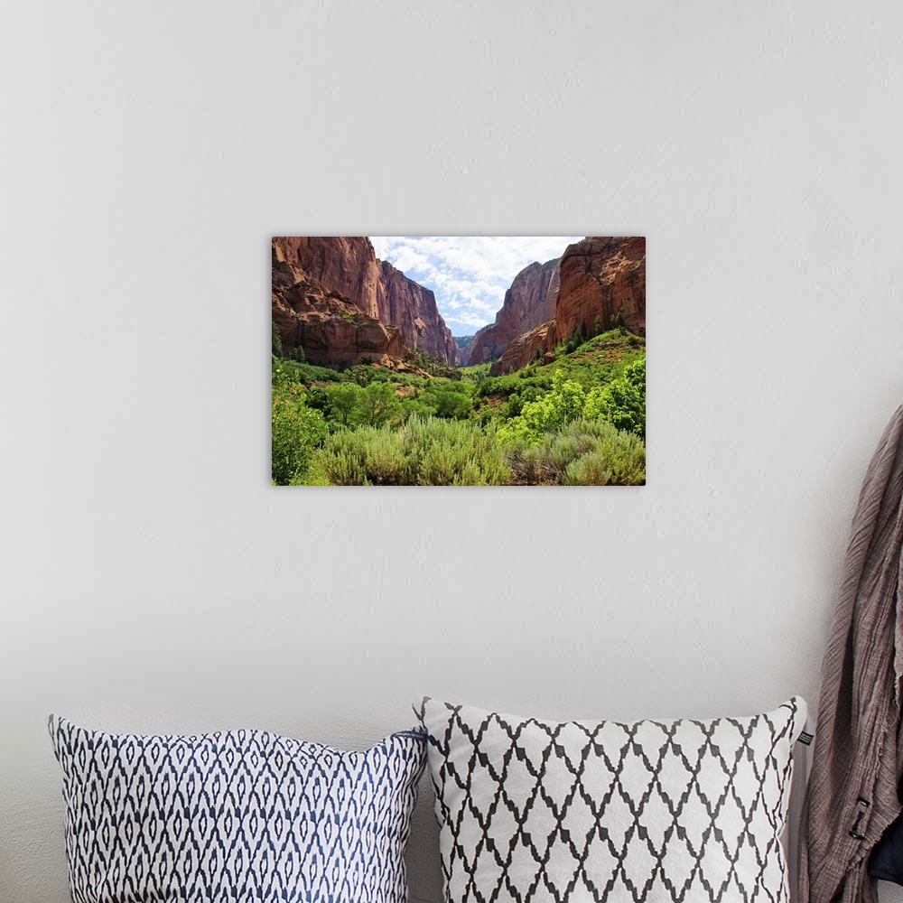A bohemian room featuring Zion National Park, View Through The Red Cliffs Of Kolob Canyon