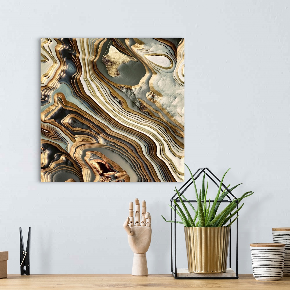 A bohemian room featuring White Gold Agate Abstract