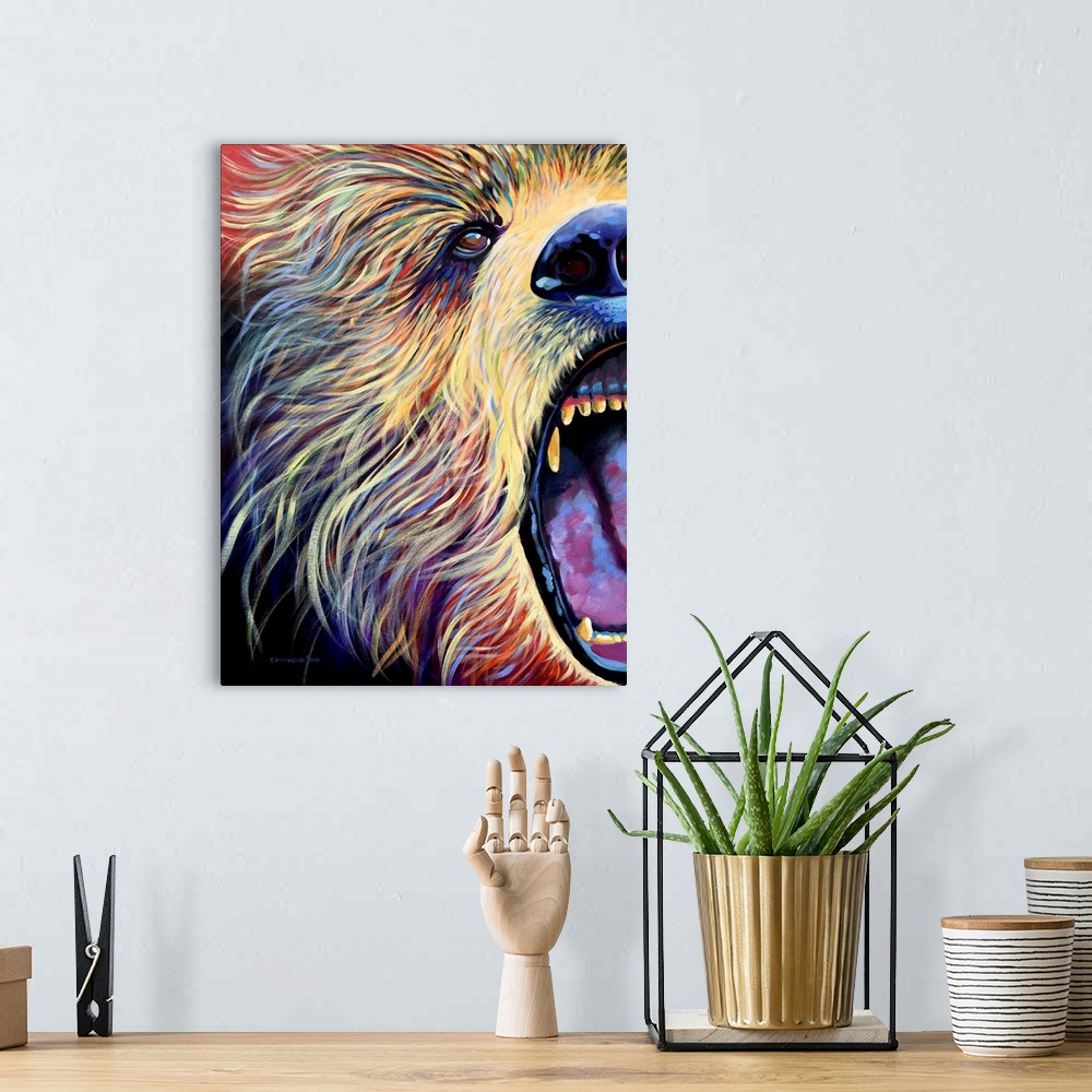 A bohemian room featuring This piece is one of a series of very unique and colorful approach to animal portraits. All of th...