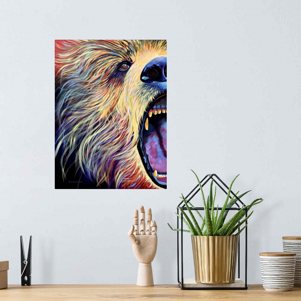 A bohemian room featuring This piece is one of a series of very unique and colorful approach to animal portraits. All of th...