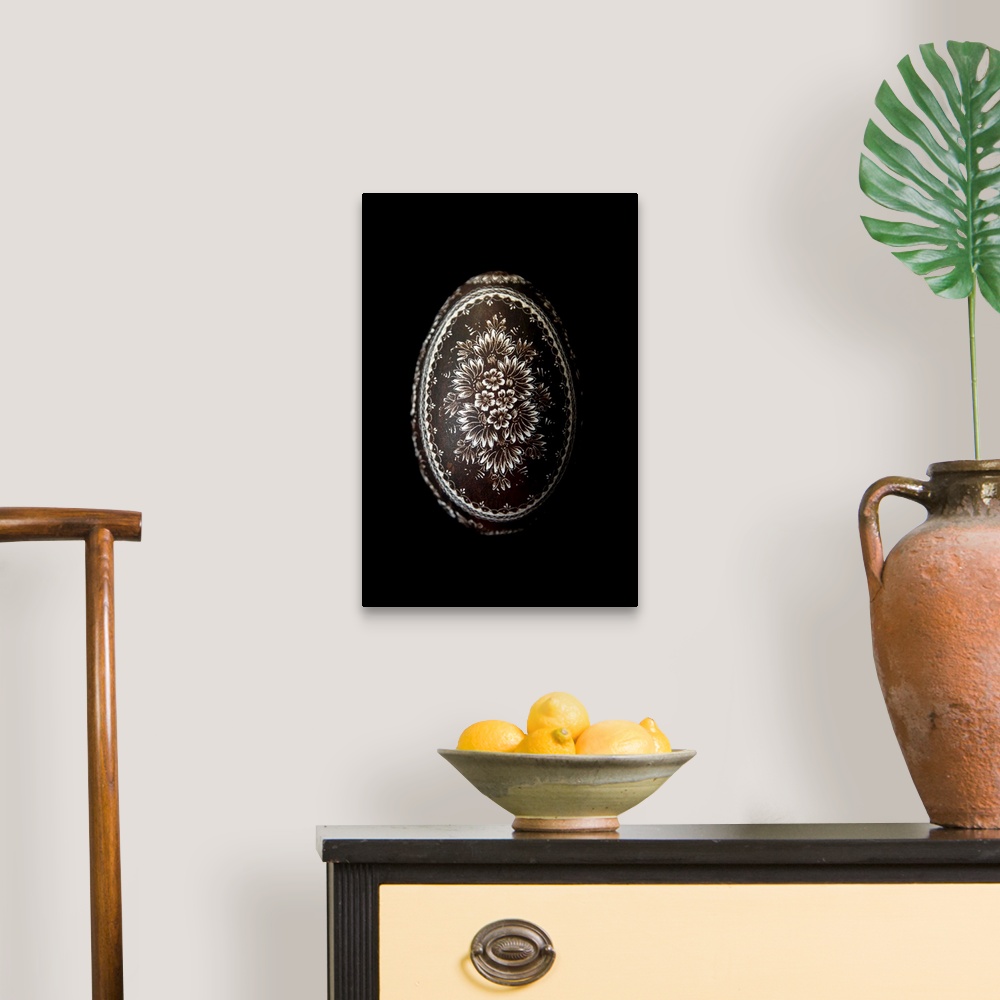 A traditional room featuring Easter Egg on Black Background