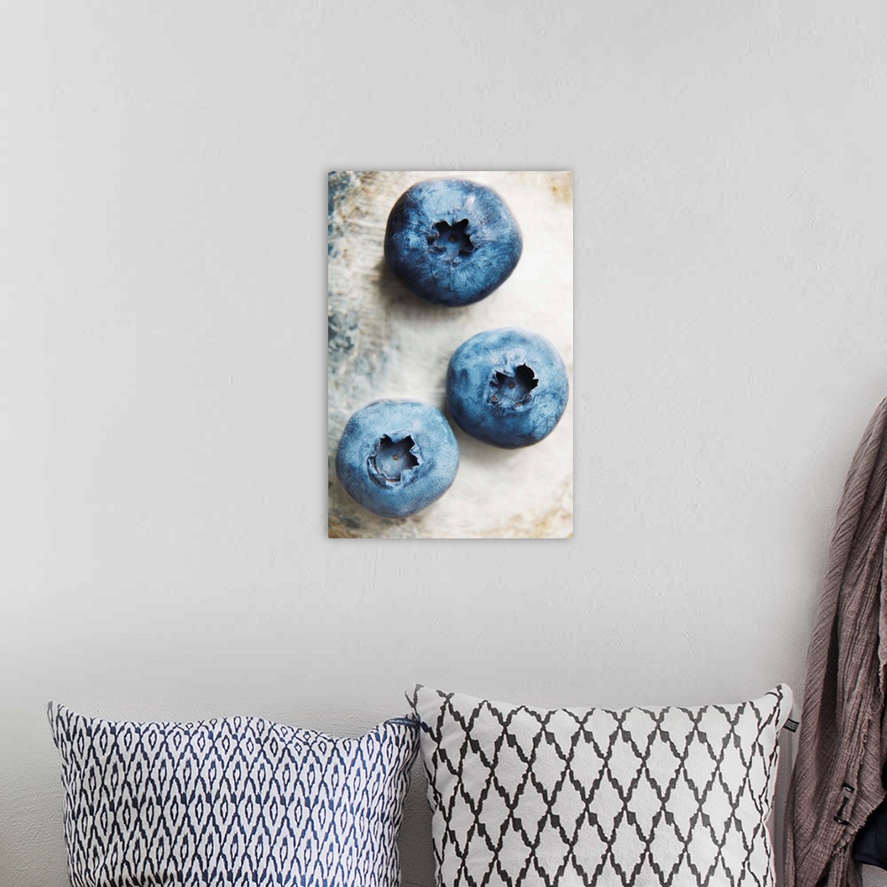 A bohemian room featuring Three blueberries