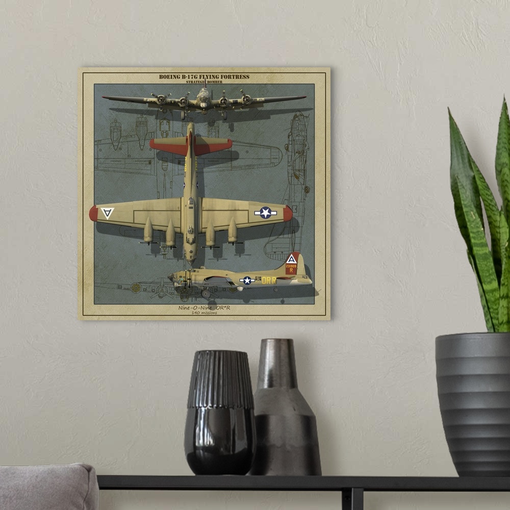 A modern room featuring A B-17G Flying Fortress strategic bomber of World War Ii.