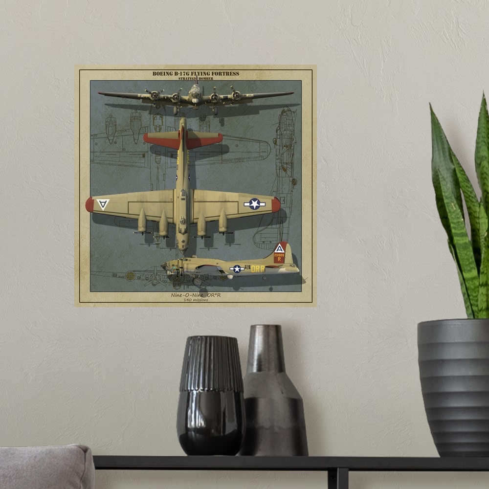 A modern room featuring A B-17G Flying Fortress strategic bomber of World War Ii.