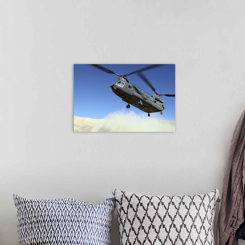 A bohemian room featuring January 9, 2011 - A CH-47 Chinook comes in for a landing to pick up soldiers following a mission ...