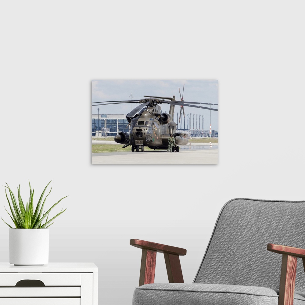 A modern room featuring A CH-53GS of the German Army, also used for ISAF duties, Berlin, Germany.