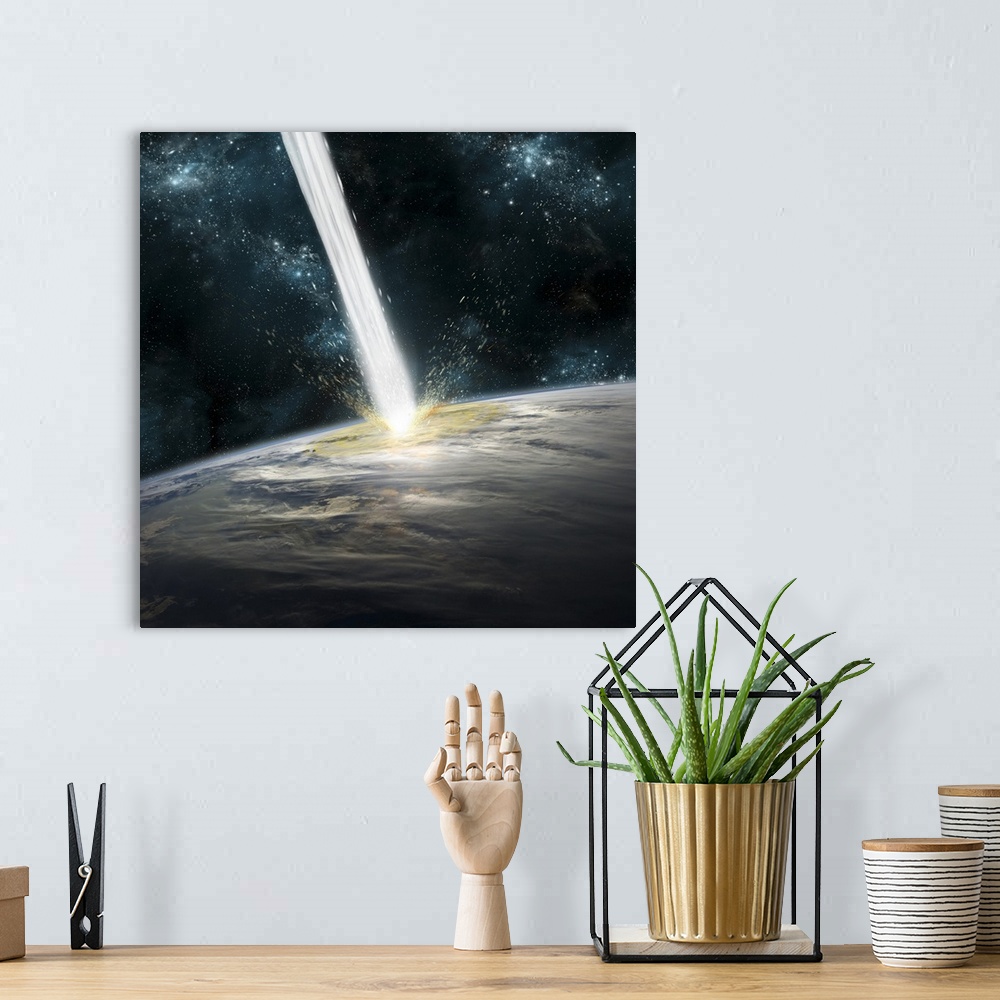 A bohemian room featuring A comet strikes Earth.