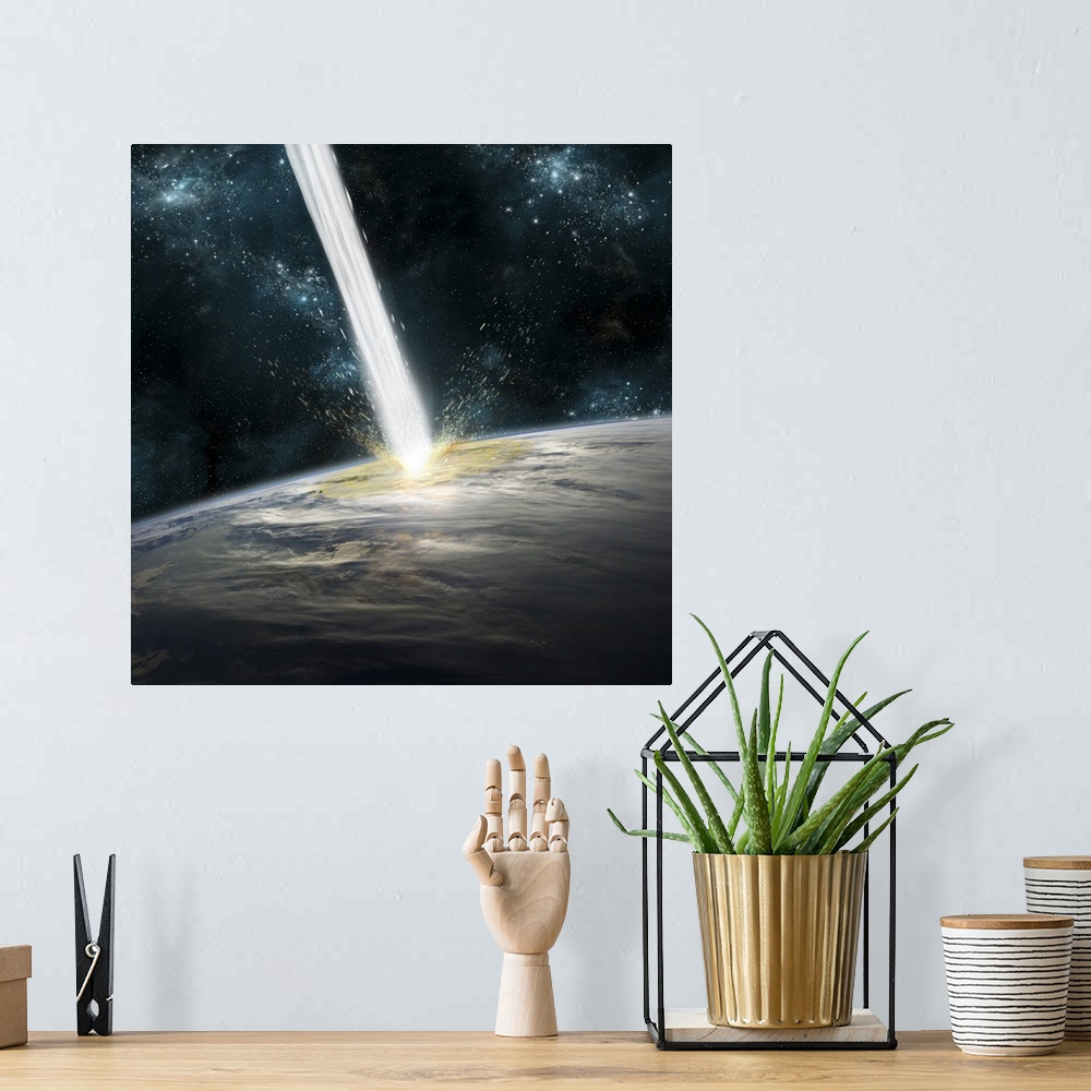 A bohemian room featuring A comet strikes Earth.