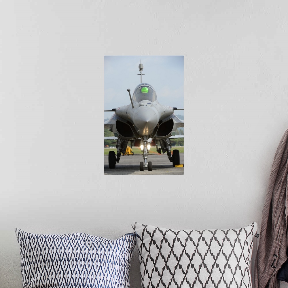 A bohemian room featuring A Dassault Rafale fighter aircraft of the French Air Force.