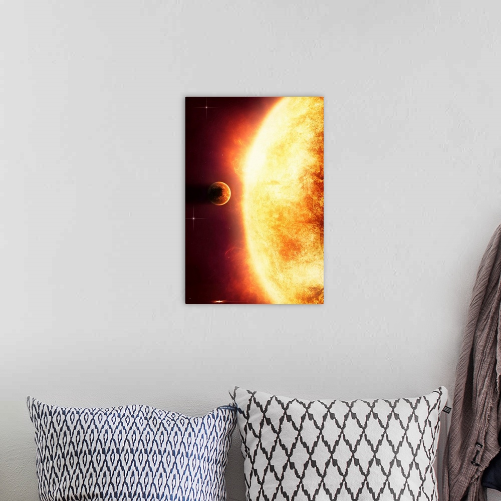 A bohemian room featuring Growing Sun is about to burn nearby planet alive.