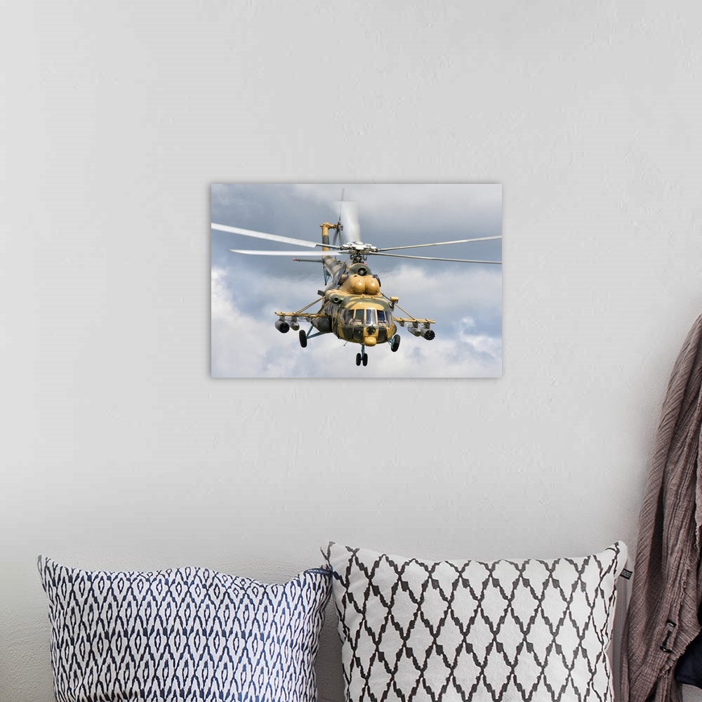 A bohemian room featuring A Kazakhstan Air Defense Forces Mi-171Sh helicopter.