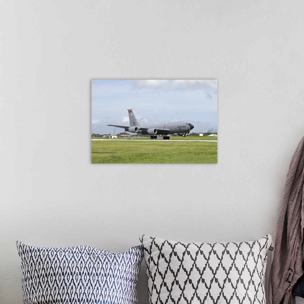 A bohemian room featuring A KC-135 Stratotanker from the 18th Wing at Kadena Air Base, Okinawa, Japan, touches down on the ...