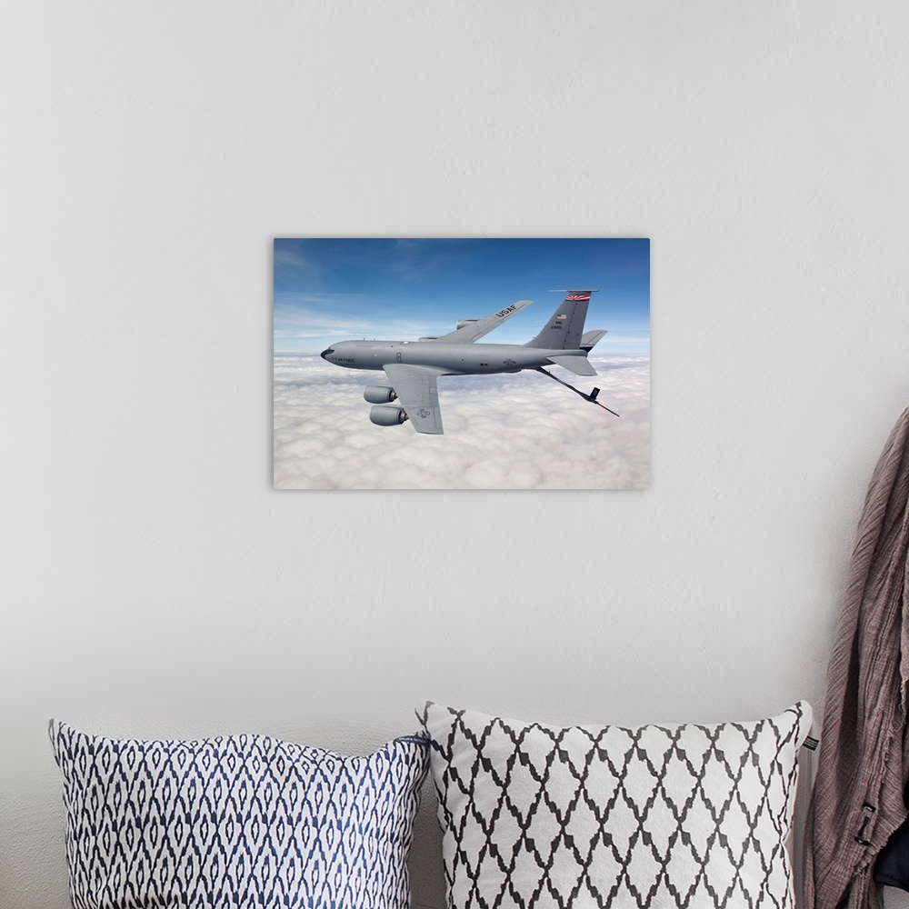 A bohemian room featuring A KC-135R from the 161st Air Refueling Wing flies a training mission out of Phoenix, Arizona.