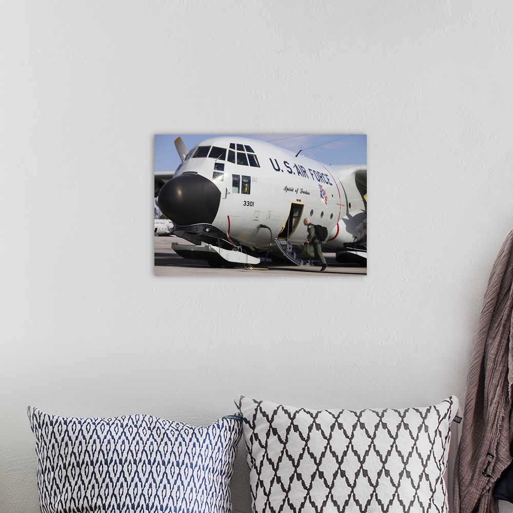 A bohemian room featuring A LC-130H Hercules of the New York Air National Guard.