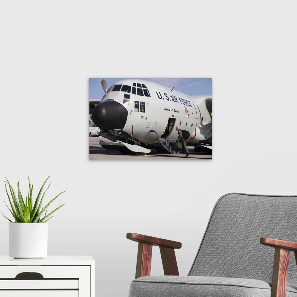 A modern room featuring A LC-130H Hercules of the New York Air National Guard.