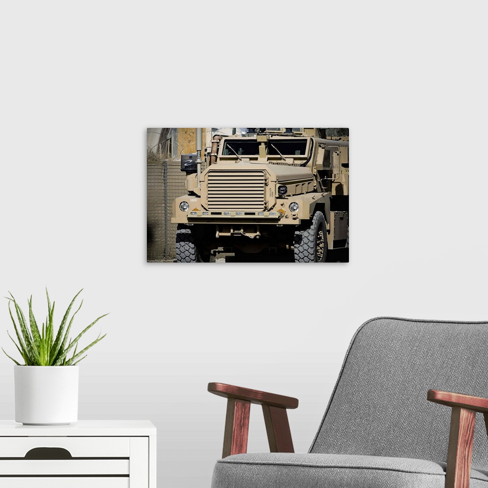 A modern room featuring A mineresistant ambushprotected vehicle