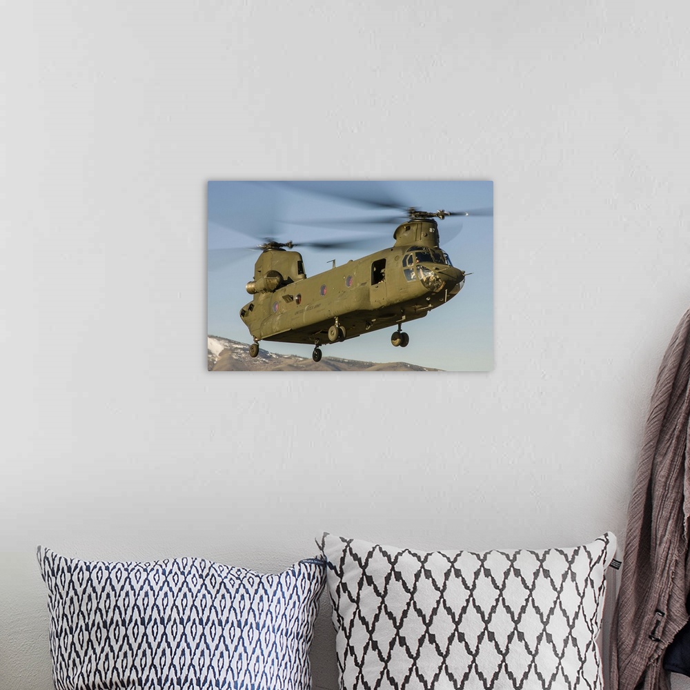 A bohemian room featuring A Nevada National Guard CH-47 Chinook helicopter takes off from Reno, Nevada.