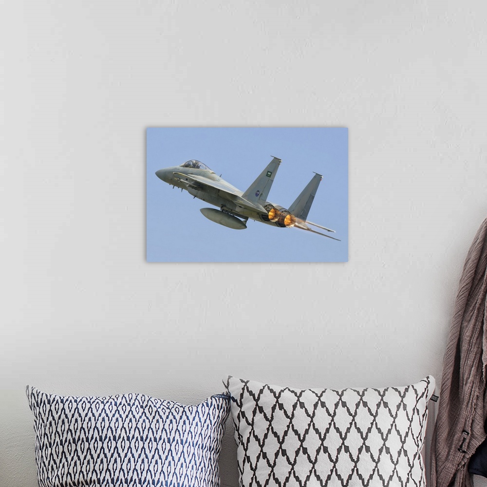 A bohemian room featuring A Royal Saudi Air Force F-15C during Exercise Green Shield 2014 in France.