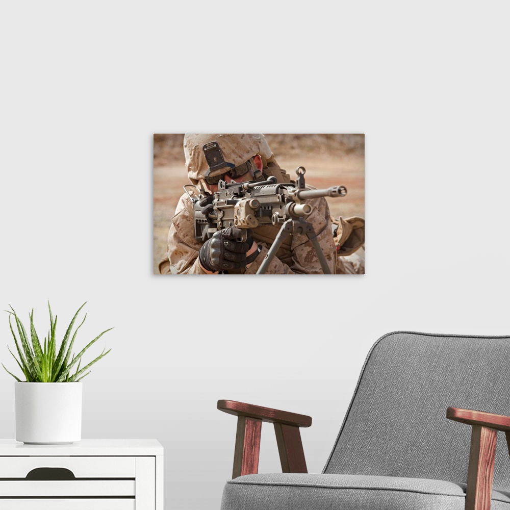 A modern room featuring Horizontal photograph on a big canvas, taken at Marine Corps Base Hawaii, on July 30, 2010.  A sq...