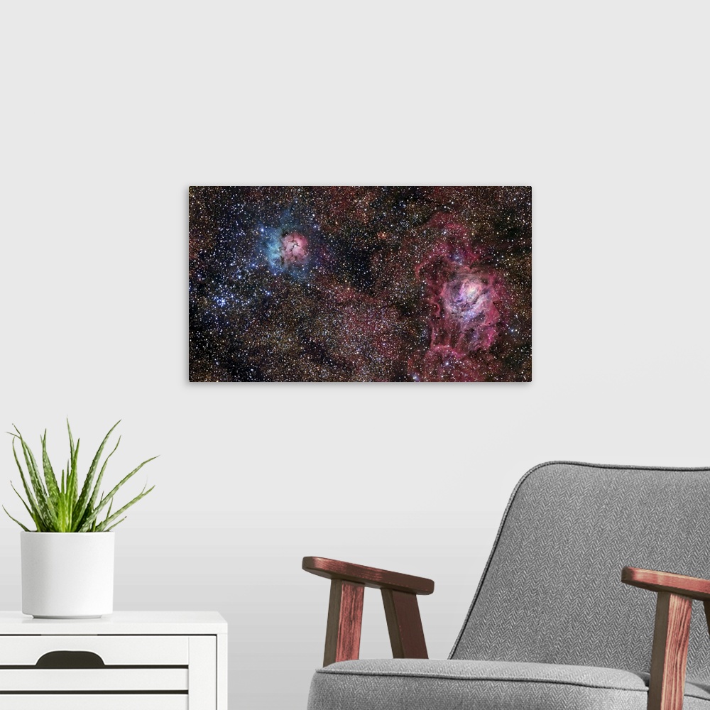 A modern room featuring A star forming region in the constellation of Sagittarius