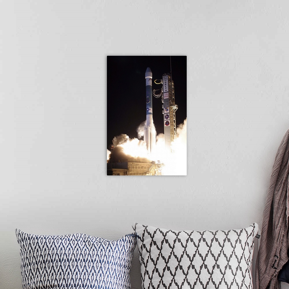 A bohemian room featuring A United Launch Alliance Delta II rocket lifts off from its launch complex