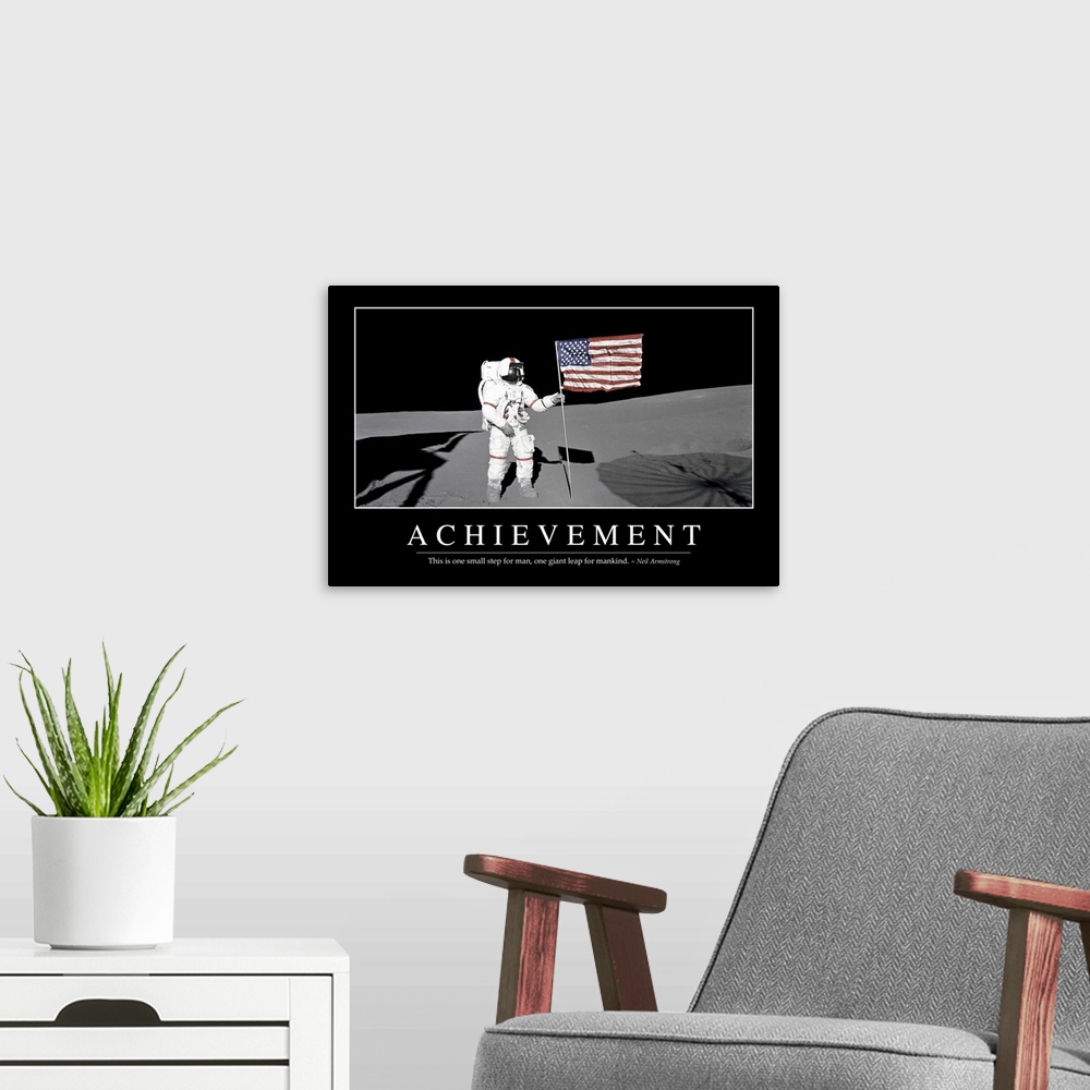 A modern room featuring Achievement: Inspirational Quote and Motivational Poster