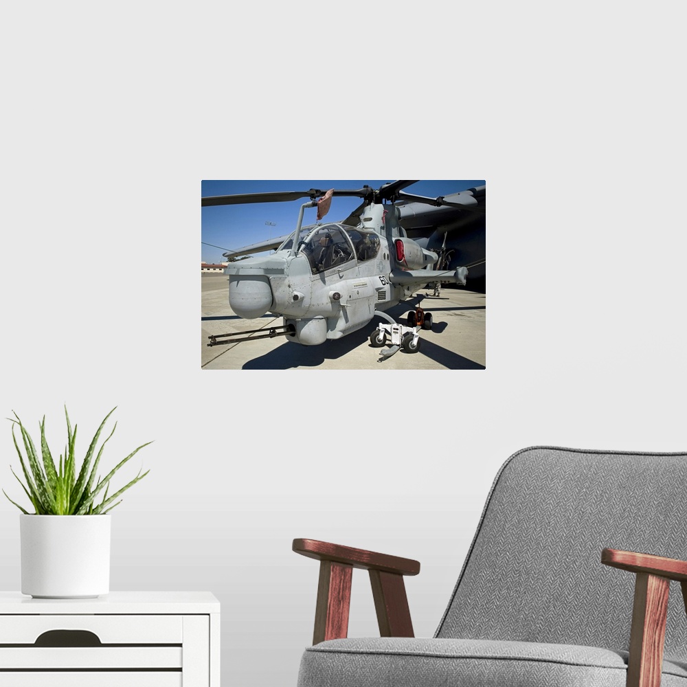 A modern room featuring AH1Z Super Cobra attack helicopter