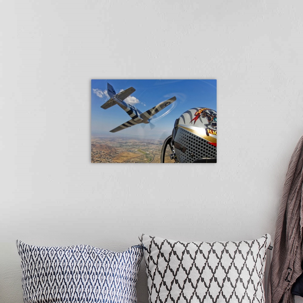 A bohemian room featuring Airborne with The Horsemen, the only modern P-51D Mustang aerobatic flight team.