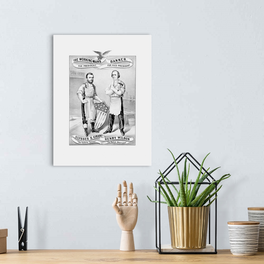 A bohemian room featuring American History Election print featuring Ulysses S. Grant and Henry Wilson.