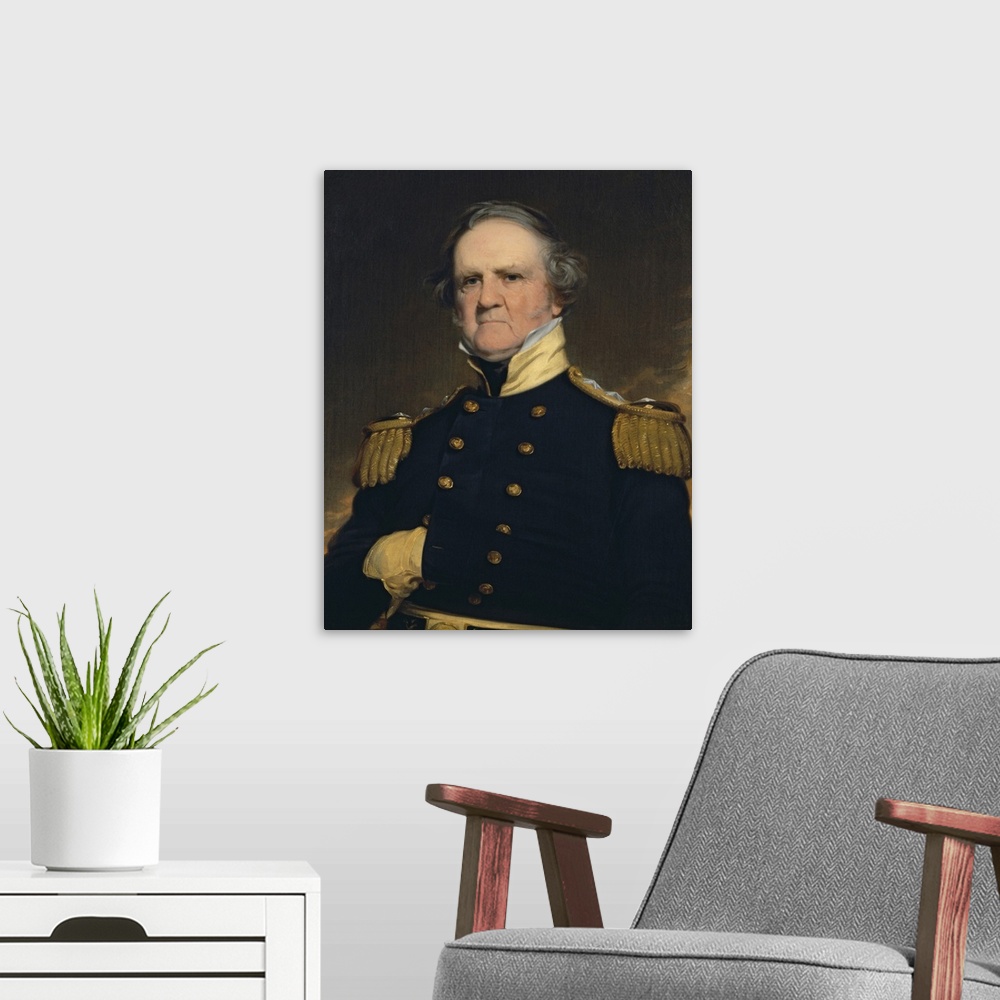 A modern room featuring American history painting of General Winfield Scott.
