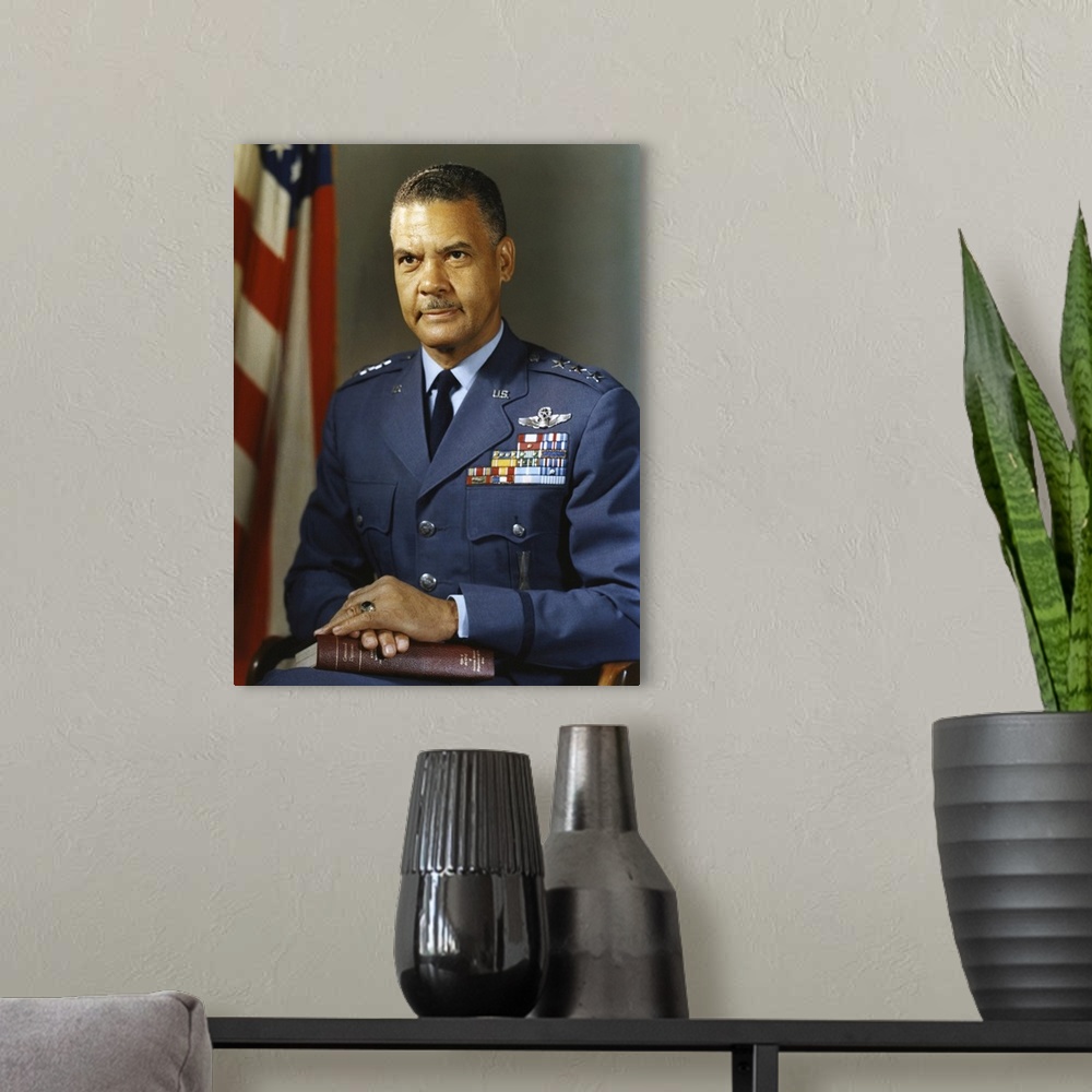 A modern room featuring American history portrait of General Benjamin O. Davis Jr.