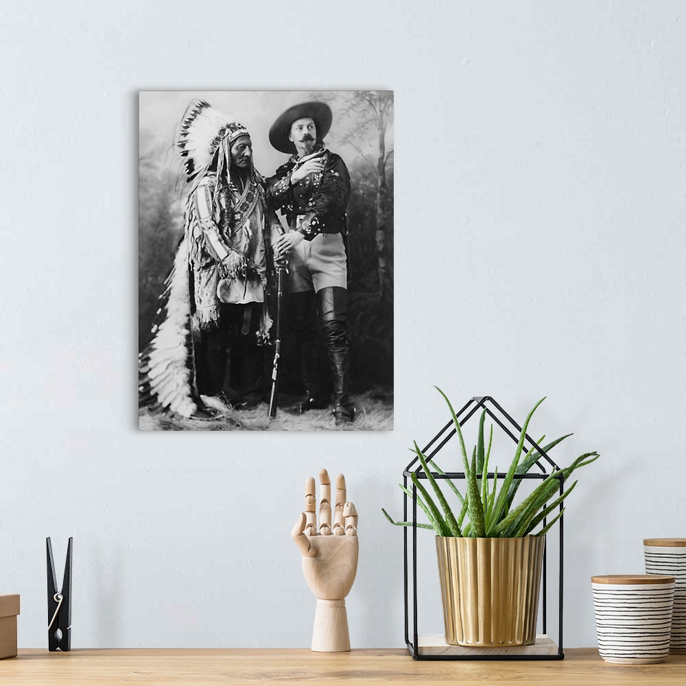 A bohemian room featuring American history print of Buffalo Bill and Sitting Bull in 1897.