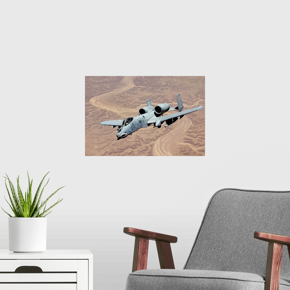 A modern room featuring This United States Air Force aircrafted also known as a oWarthogo or oHogo A twin-engine jet desi...