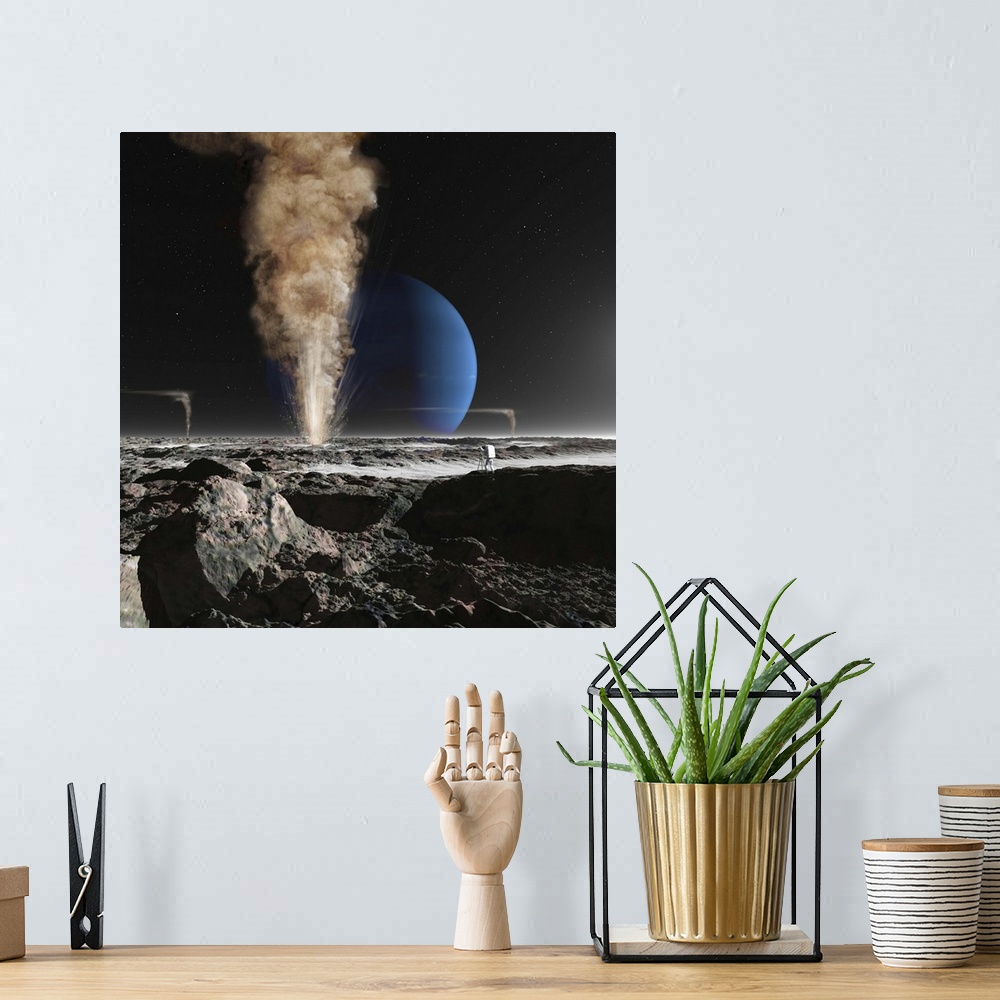 A bohemian room featuring A future astronaut is observing the eruption of one of Triton's giant cryogeysers. Triton is the ...