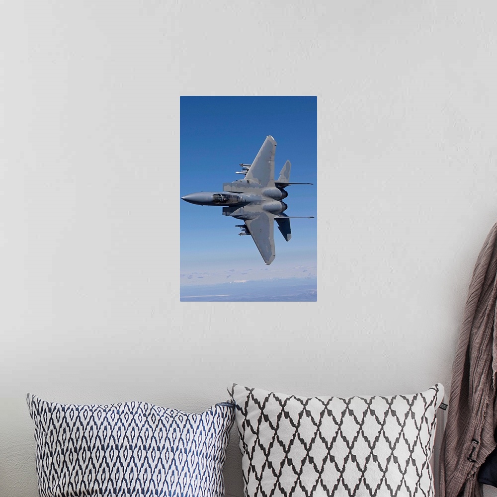 A bohemian room featuring An F-15 Eagle from the 173rd Fighter Wing conducts air-to-air training over Central Oregon.