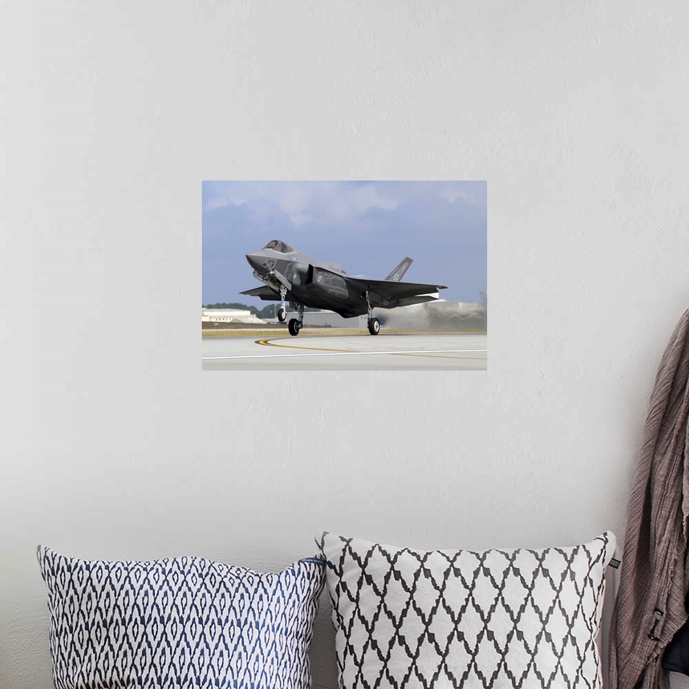 A bohemian room featuring An F-35A taking off from Eglin Air Force Base, Florida.