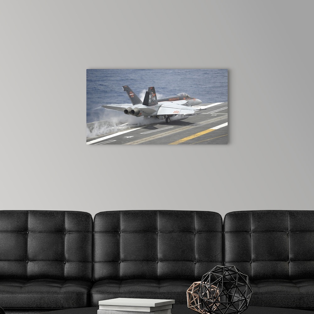 A modern room featuring Pacific Ocean, May 5, 2014 - An F/A-18E Super Hornet launches from the aircraft carrier USS Nimit...