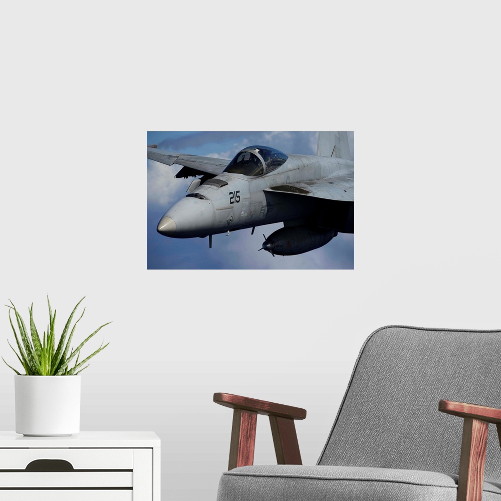 A modern room featuring April 24, 2013 - An F/A-18E Super Hornet participates in an air power demonstration over the Paci...