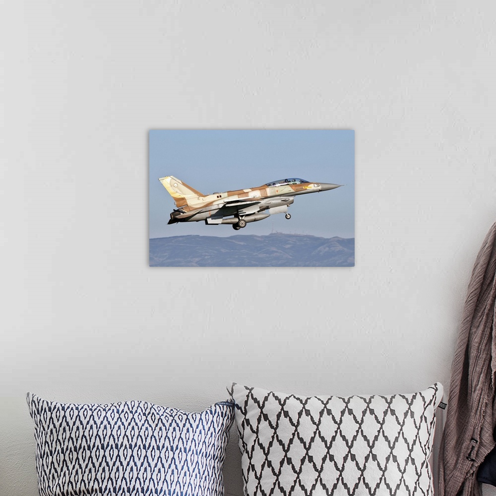 A bohemian room featuring An Israeli Air Force F-16I Sufa takes off from Decimomannu Air Base, Sardinia, Italy, during Exer...