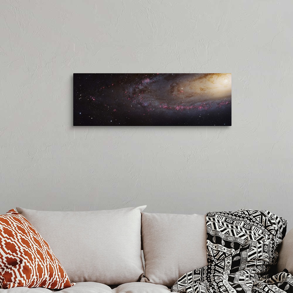 A bohemian room featuring M31 Andromeda Galaxy Mosaic. This mosaic covers 1/3 of the star forming disk of the Andromeda Gal...